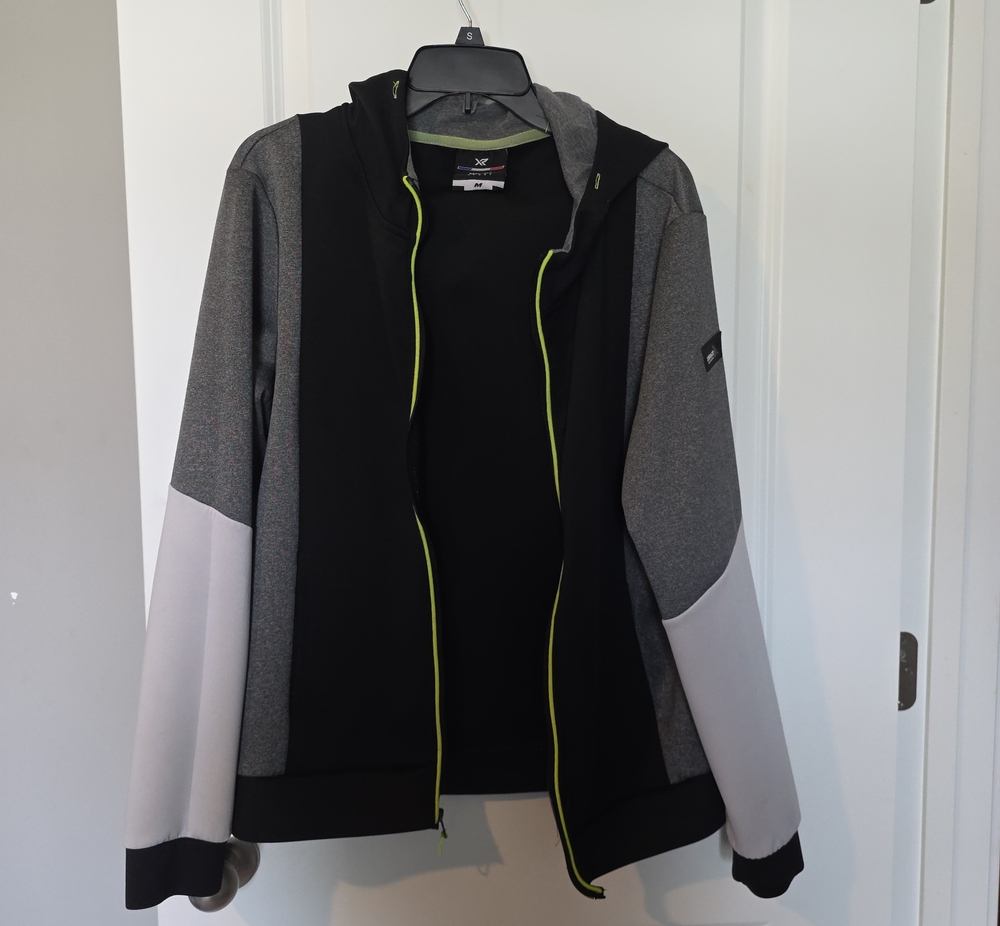 Xersion Men’s Black, Gray & Lime Lightweight Hooded Jacket